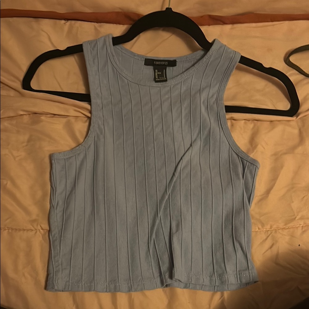 Forever 21 Sky Blue Ribbed Tank Top